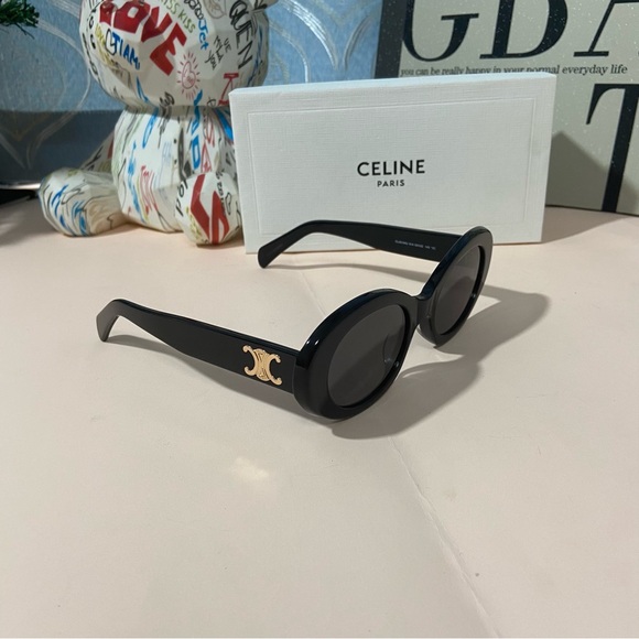 Celine Black Sunglasses with Gold Accent - Picture 1 of 6